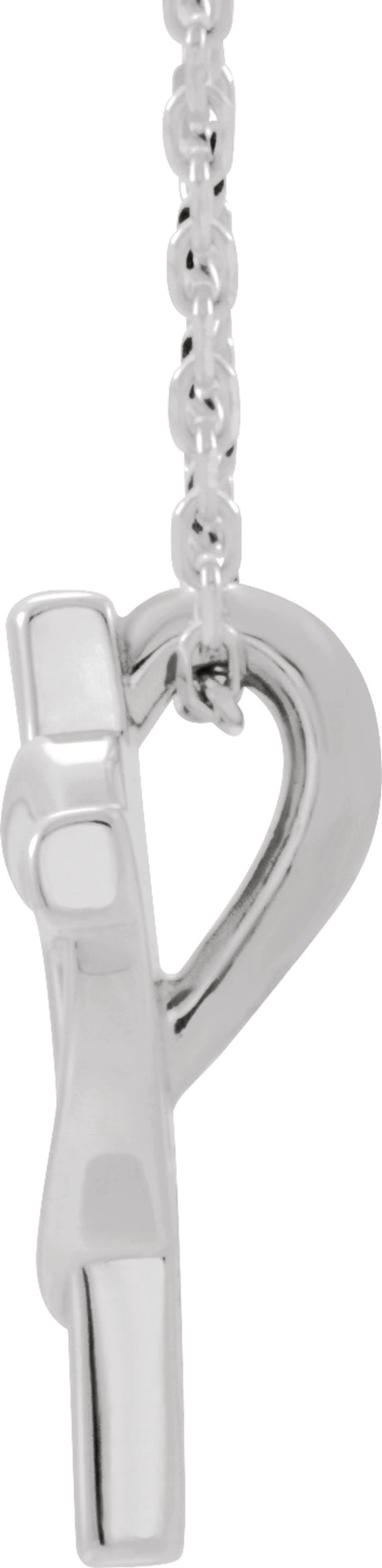 14K White Youth Cross with Heart 15" Necklace