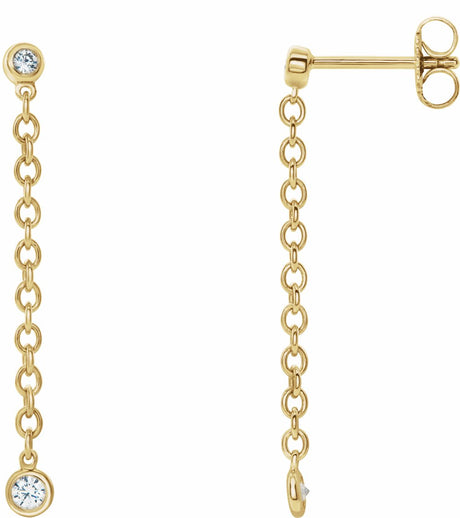 14K Yellow  1/5 CTW Natural Diamond Hinged Hoop Chain Earrings