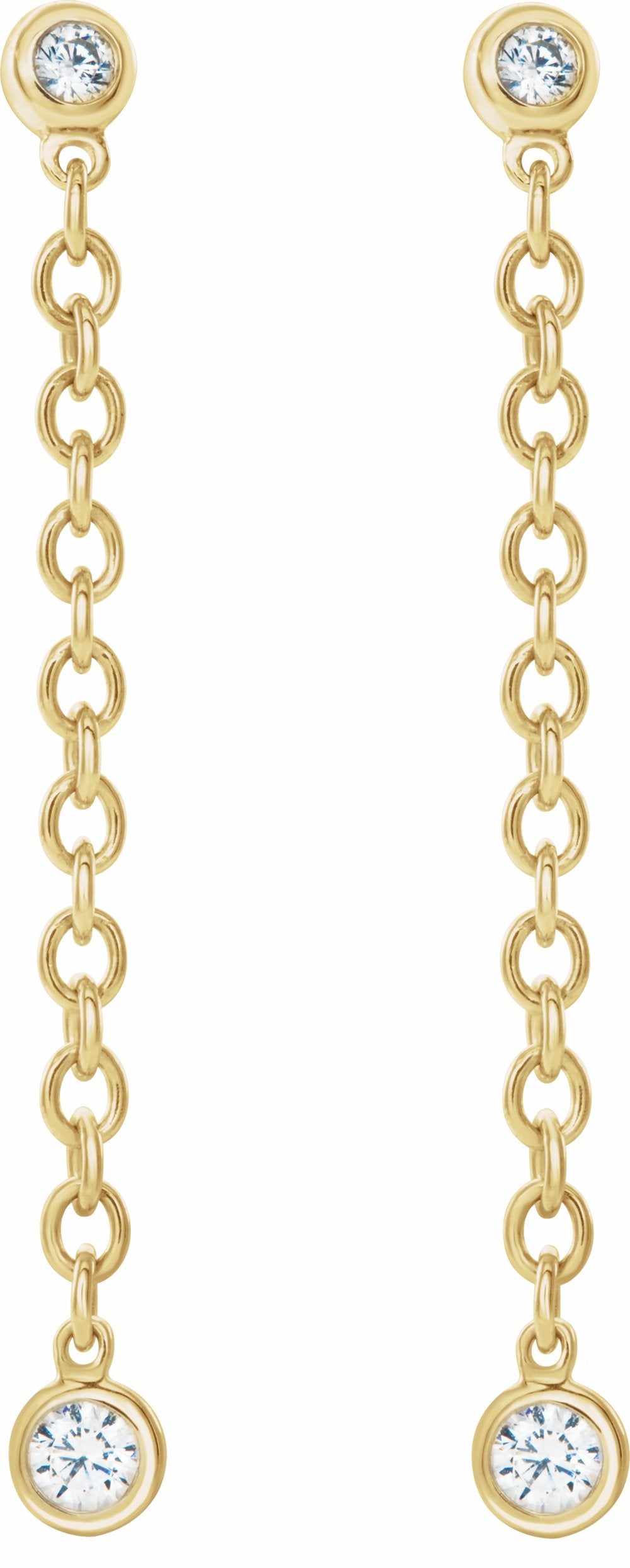 14K Yellow Gold  1/5 CTW Natural Diamond Chain Dangle Earrings