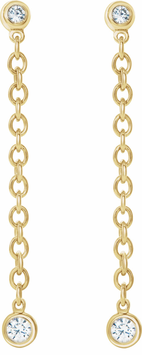 14K Yellow Gold  1/5 CTW Natural Diamond Chain Dangle Earrings