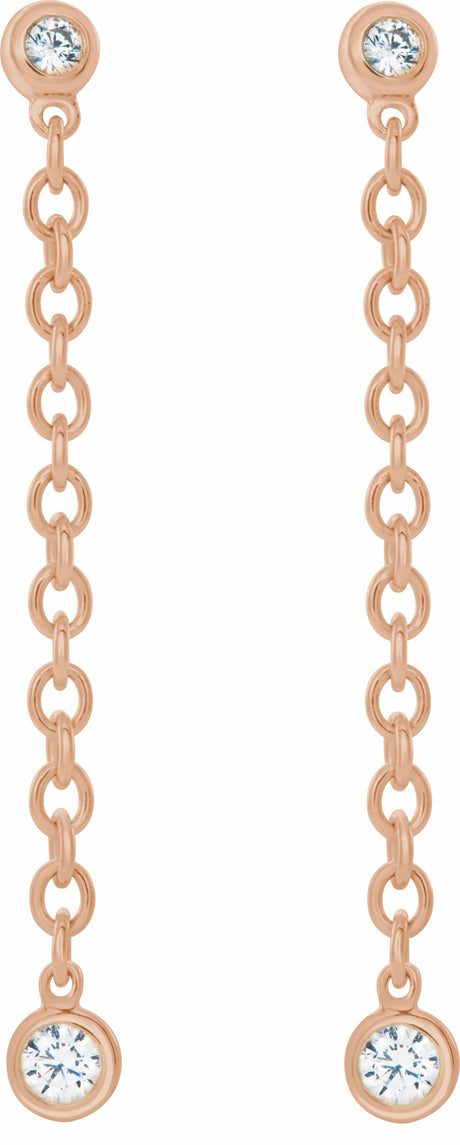 14K Rose  1/5 CTW Natural Diamond Hinged Hoop Chain Earrings