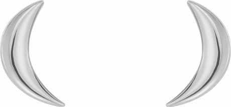 14K White Crescent Moon Earrings