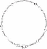 14K White Gold 1/6 CTW Natural Diamond Bezel-Set 3-Station 5 1/2-7" Bracelet