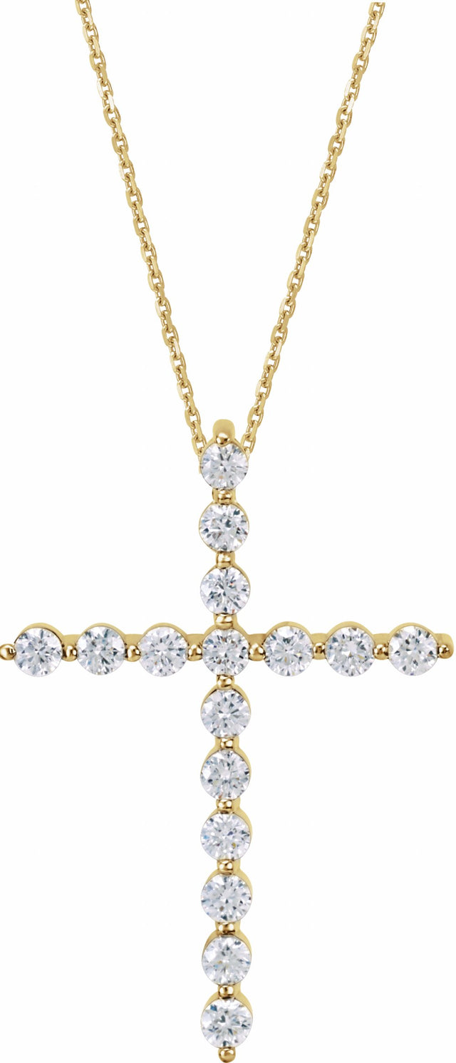 14K Yellow 1/4 CTW Natural Diamond Cross 18" Necklace