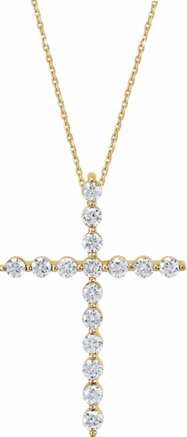 14K Yellow Gold 1 1/4 CTW Natural Diamond Cross 18" Necklace