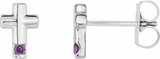 Sterling Silver Natural Alexandrite Cross Earrings
