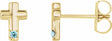 14K Yellow Gold Natural Aquamarine Cross Earrings