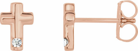 14K Rose Gold .03 CTW Natural Diamond Cross Earrings          