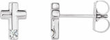 14K White Gold .03 CTW Natural Diamond Cross Earrings          
