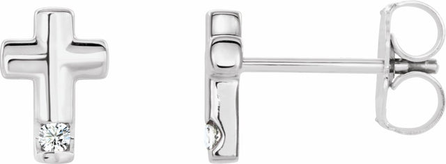 14K White Gold .03 CTW Natural Diamond Cross Earrings          