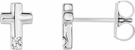 14K White Gold .03 CTW Natural Diamond Cross Earrings          