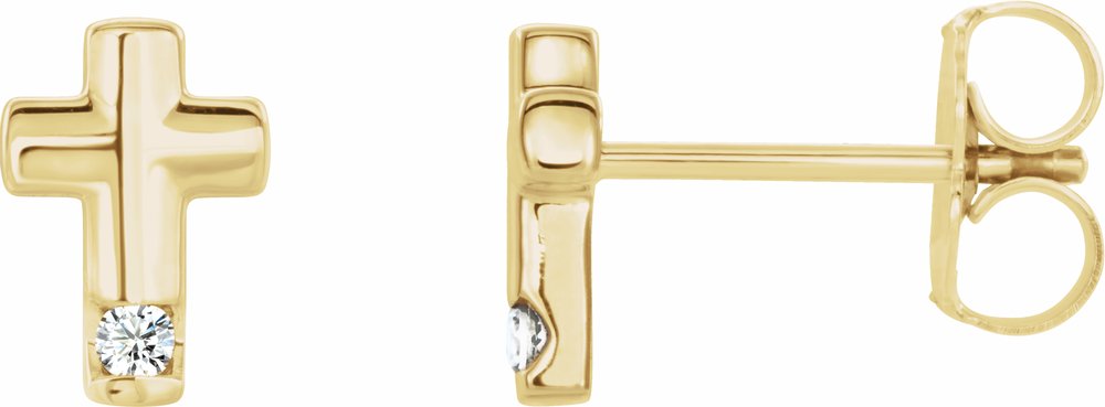 14K Yellow .03 CTW Natural Diamond Cross Earrings          