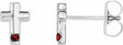 14K White Gold Natural Mozambique Garnet Cross Earrings