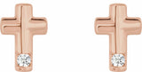 14K Rose .03 CTW Natural Diamond Cross Earrings