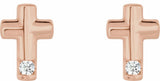 14K Rose Gold .03 CTW Natural Diamond Cross Earrings          
