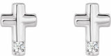 14K White Gold .03 CTW Natural Diamond Cross Earrings          
