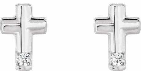 14K White Gold .03 CTW Natural Diamond Cross Earrings          