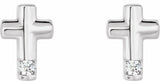 14K White .03 CTW Natural Diamond Cross Earrings