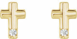14K Yellow .03 CTW Natural Diamond Cross Earrings