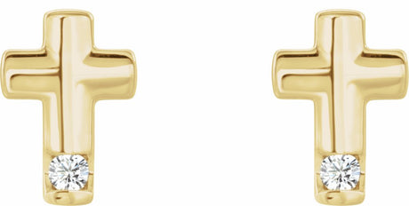 14K Yellow .03 CTW Natural Diamond Cross Earrings