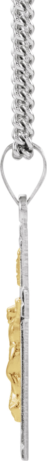 Sterling Silver & 14K Yellow Gold 28x16.2 mm Crucifix 24" Necklace