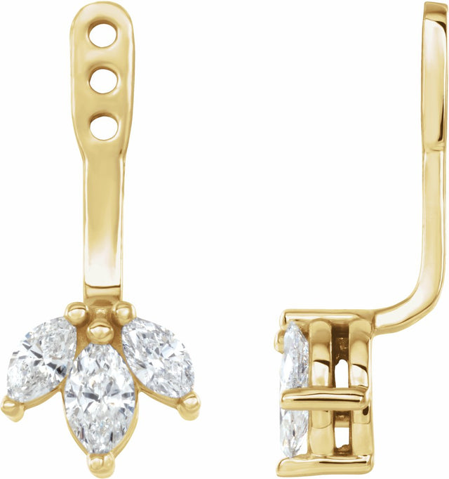 14K Yellow Gold 1/5 CTW Natural Diamond Cluster Front-Back Earring Jackets 