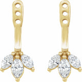 14K Yellow 1/5 CTW Natural Diamond Cluster Front-Back Earring Jackets