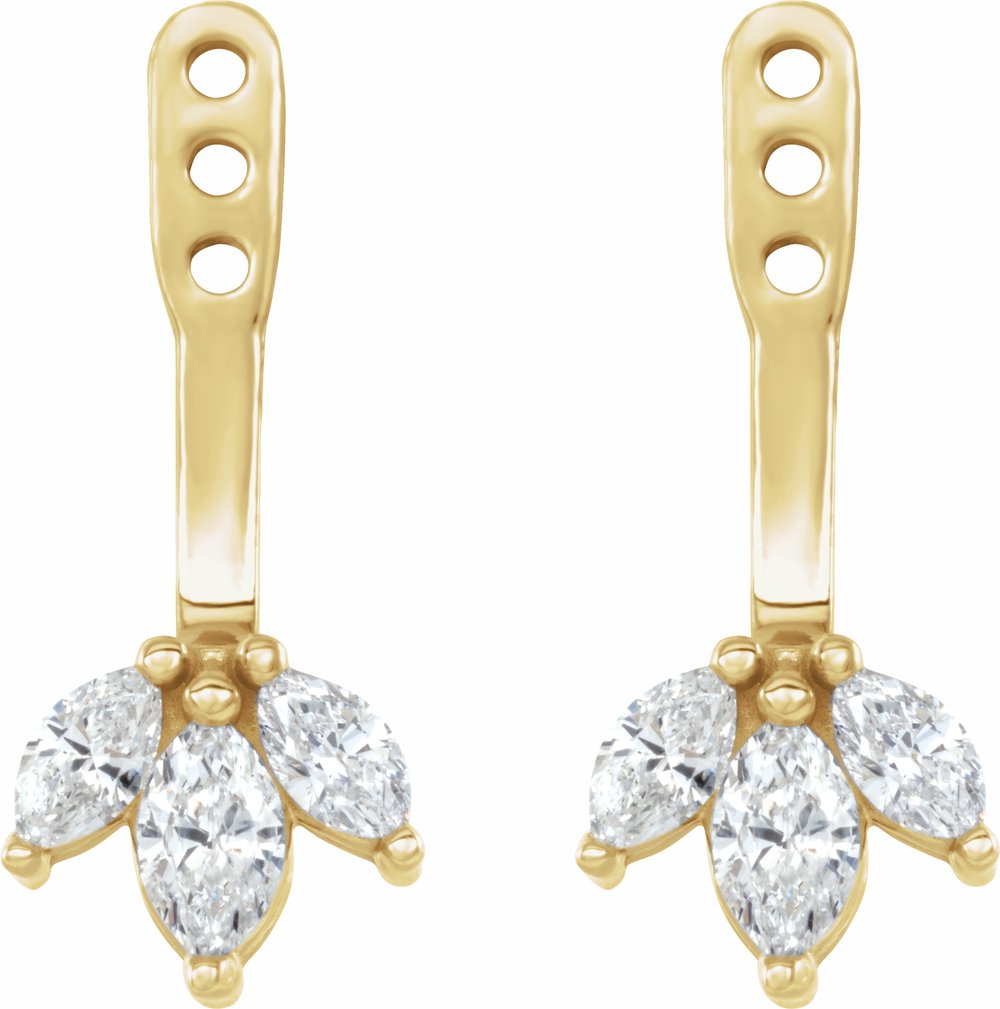 14K Yellow Gold 1/5 CTW Natural Diamond Cluster Front-Back Earring Jackets 
