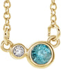 14K Yellow Gold Natural Blue Zircon & .06 CTW Natural Diamond 16" Necklace 