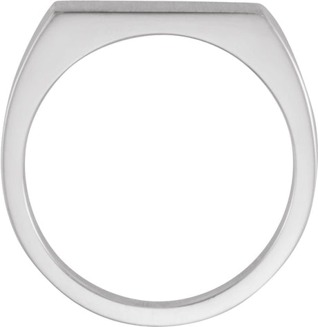 14K White Rectangle Signet Ring