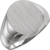 14K White Gold 16x14 mm Oval Signet Ring