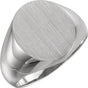 14K White Gold 16x14 mm Oval Signet Ring
