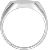 14K White Gold 16x14 mm Oval Signet Ring