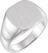 10K White Square Signet Ring