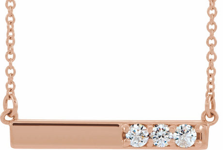14K Rose Gold 1/5 CTW Natural Diamond Bar 16-18" Necklace 