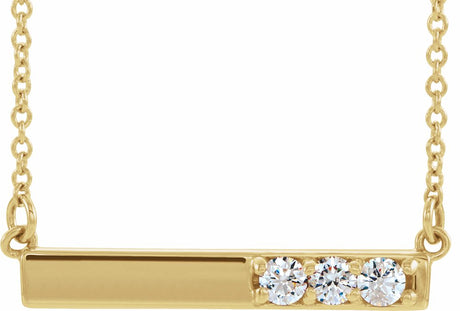 14K Yellow Gold 1/5 CTW Natural Diamond Bar 16-18" Necklace 