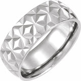 14K White Gold 7 mm Geometric Faceted Flat Band Size 8
