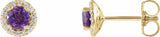 14K Yellow 4 mm Natural Amethyst & 1/10 CTW Natural Diamond Earrings