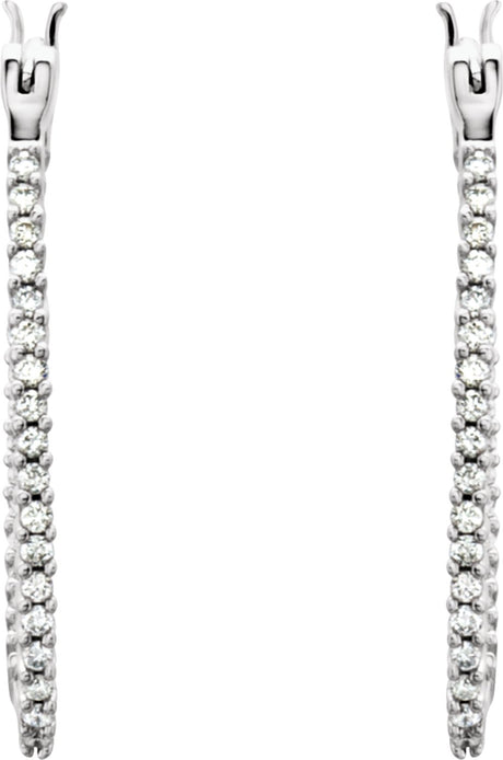 14K White 1/2 CTW Natural Diamond Inside-Outside Hoop Earrings