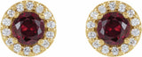 14K Yellow 4 mm Natural Ruby & 1/8 CTW Natural Diamond Earrings