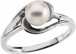 14K White Gold Cultured White Akoya Pearl Ring 