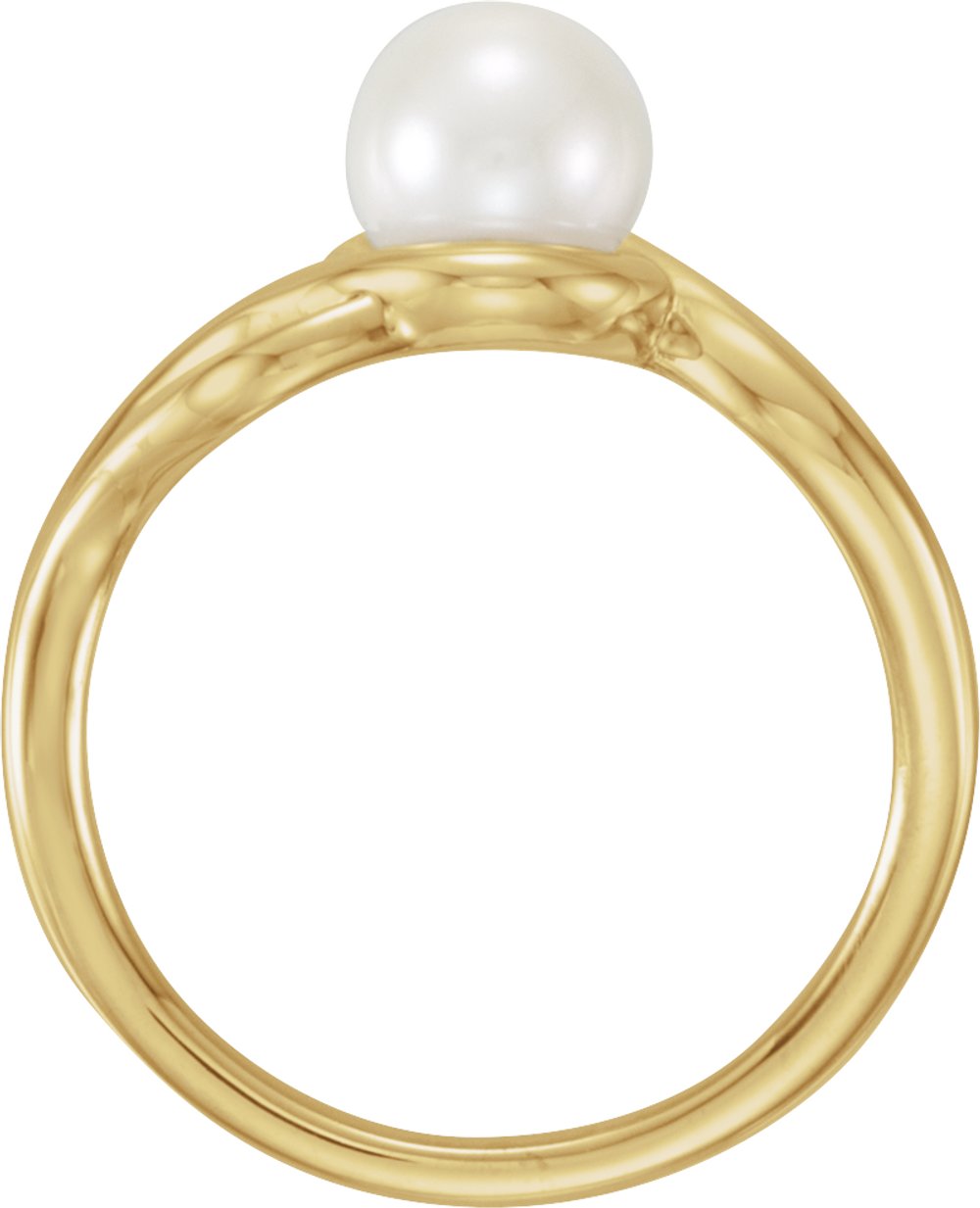 14K Yellow Cultured White Freshwater Pearl Ring