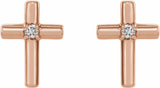 14K Rose .01 CTW Natural Diamond Cross Earrings