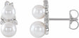 14K White Cultured White Freshwater Pearl & 1/10 CTW Natural Diamond Ear Climbers