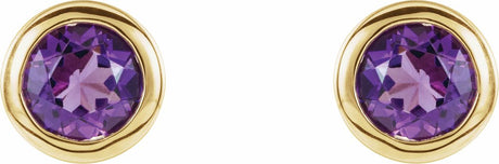 14K Yellow Gold Natural Amethyst Bezel-Set Earrings
