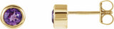 14K Yellow Gold Natural Amethyst Bezel-Set Earrings