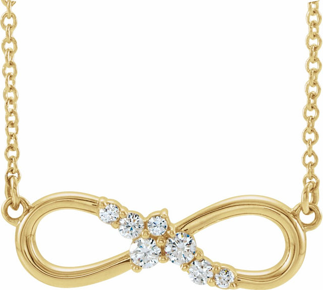 14K Yellow 1/8 CTW Natural Diamond Infinity-Inspired Bar 18" Necklace