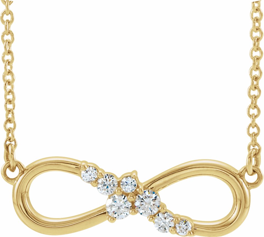 14K Yellow 1/8 CTW Natural Diamond Infinity-Inspired Bar 18" Necklace