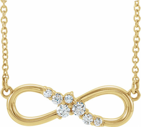 14K Yellow 1/8 CTW Natural Diamond Infinity-Inspired Bar 18" Necklace