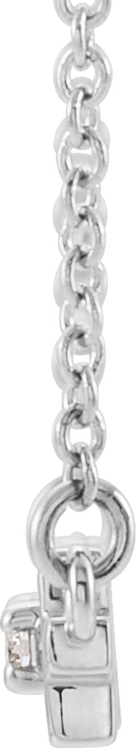 14K White Gold .05 CTW Natural Diamond Sideways Cross Bar 18" Necklace  